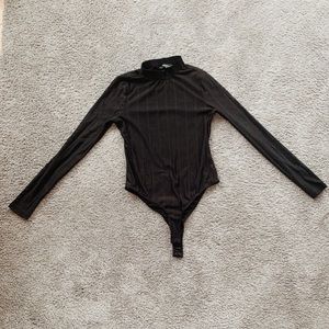 Black stripped long sleeve bodysuit
